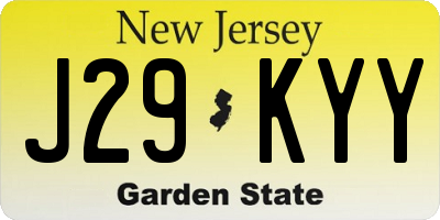 NJ license plate J29KYY