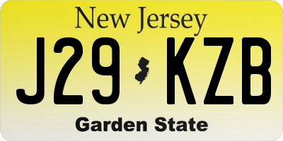 NJ license plate J29KZB