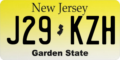 NJ license plate J29KZH