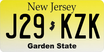 NJ license plate J29KZK