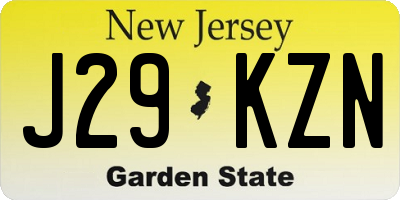 NJ license plate J29KZN