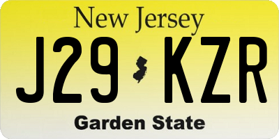 NJ license plate J29KZR