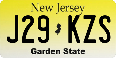 NJ license plate J29KZS