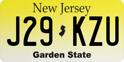 NJ license plate J29KZU
