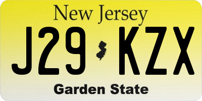 NJ license plate J29KZX