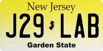 NJ license plate J29LAB