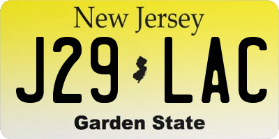 NJ license plate J29LAC