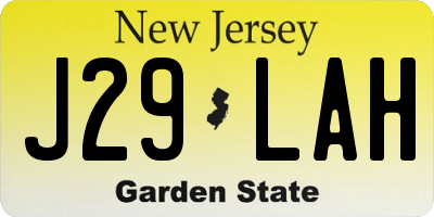 NJ license plate J29LAH