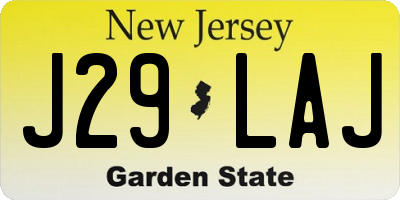 NJ license plate J29LAJ