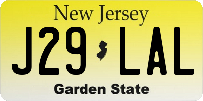 NJ license plate J29LAL