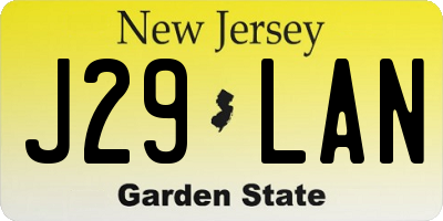 NJ license plate J29LAN