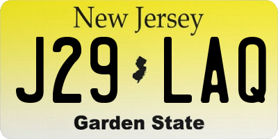 NJ license plate J29LAQ