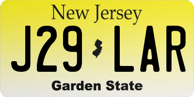 NJ license plate J29LAR
