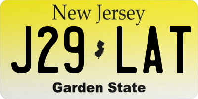 NJ license plate J29LAT