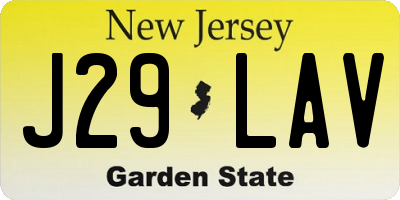 NJ license plate J29LAV