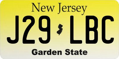 NJ license plate J29LBC