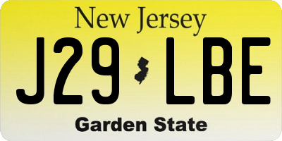 NJ license plate J29LBE