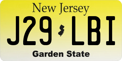 NJ license plate J29LBI