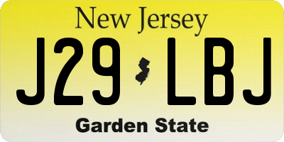 NJ license plate J29LBJ