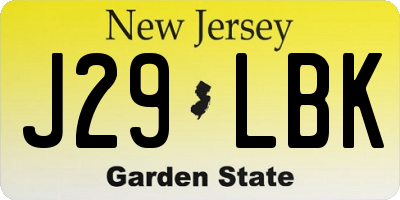 NJ license plate J29LBK