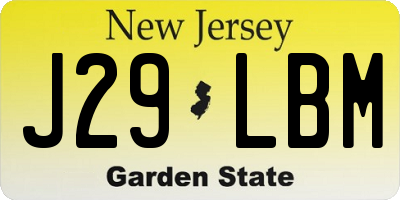 NJ license plate J29LBM