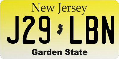 NJ license plate J29LBN