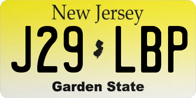 NJ license plate J29LBP
