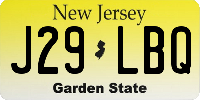 NJ license plate J29LBQ