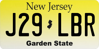 NJ license plate J29LBR