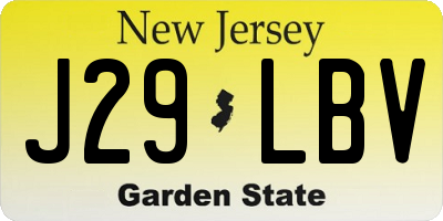 NJ license plate J29LBV