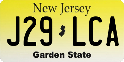 NJ license plate J29LCA