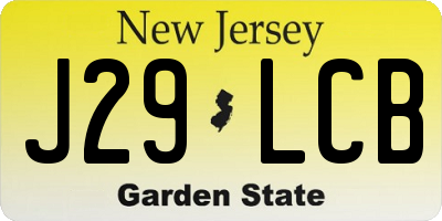 NJ license plate J29LCB