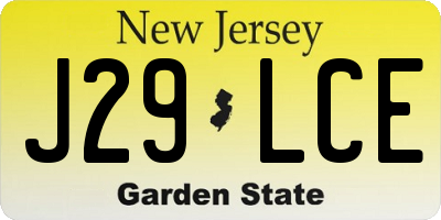 NJ license plate J29LCE