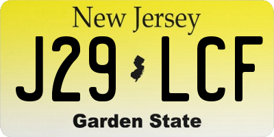 NJ license plate J29LCF