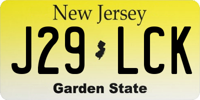 NJ license plate J29LCK