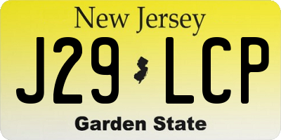 NJ license plate J29LCP