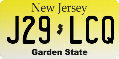 NJ license plate J29LCQ