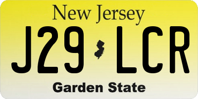 NJ license plate J29LCR