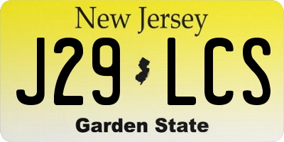 NJ license plate J29LCS