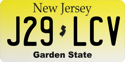 NJ license plate J29LCV