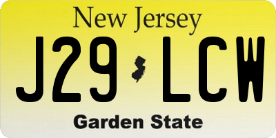 NJ license plate J29LCW