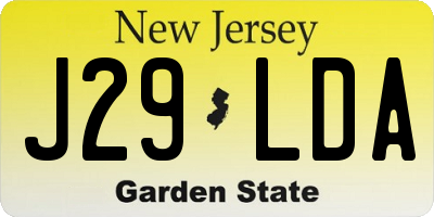 NJ license plate J29LDA