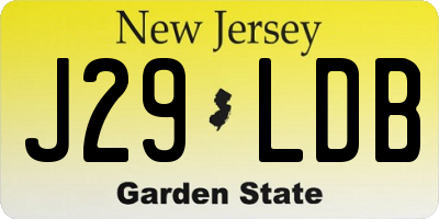 NJ license plate J29LDB