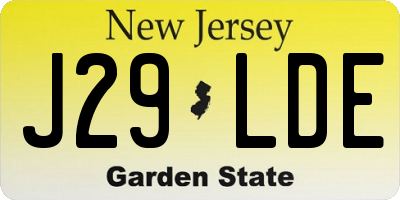 NJ license plate J29LDE