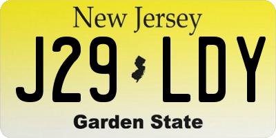 NJ license plate J29LDY