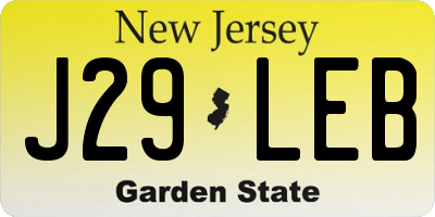 NJ license plate J29LEB
