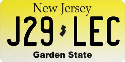 NJ license plate J29LEC