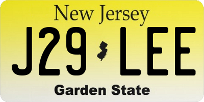 NJ license plate J29LEE