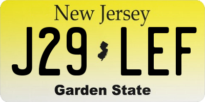 NJ license plate J29LEF
