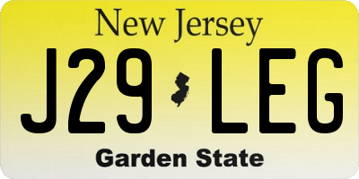 NJ license plate J29LEG